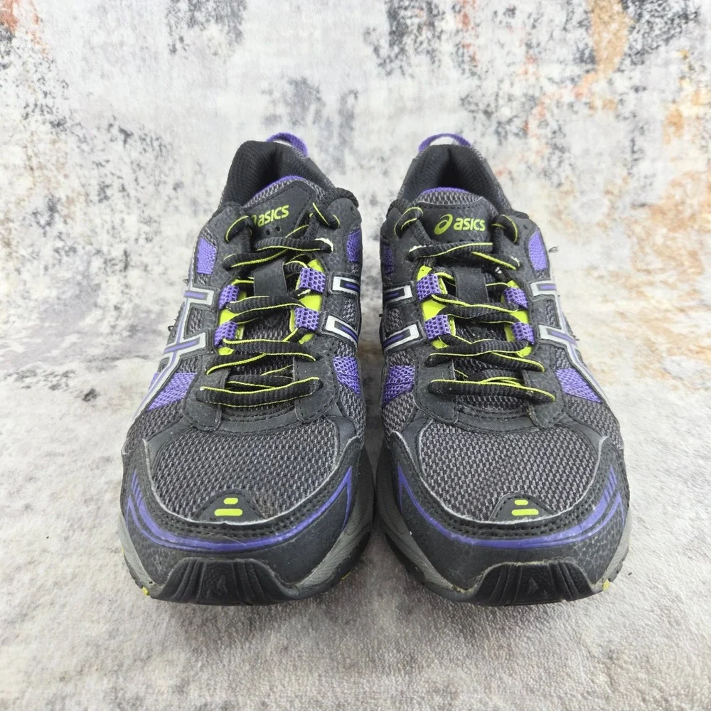 ASICS GEL Venture 4 Trail Running Shoes Womens 7 Black Purple T383N Gym Fitness